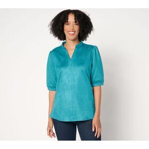 Maya J Women's Top Sz M PerSuede Me Puff Sleeve Blue A663051